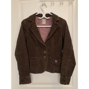 VTG Y2K Smart Set Brown Corduroy Blazer Jacket Boho Retro Academia Equestrian